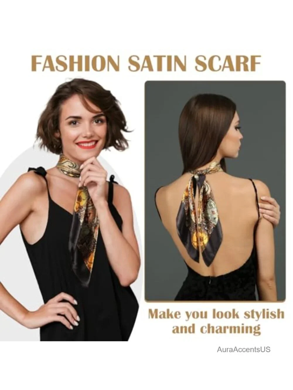 Women Large Satin Scarf Square Wraps Silk Feel Bandana for Hair Head Neck